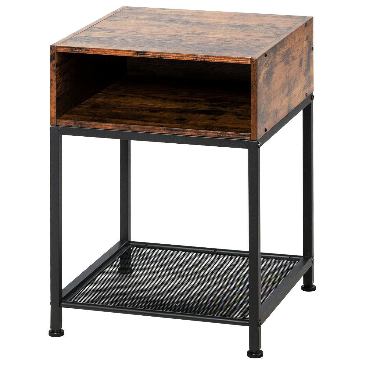 Industrial Styled Side Table Bedside table with Open Drawer